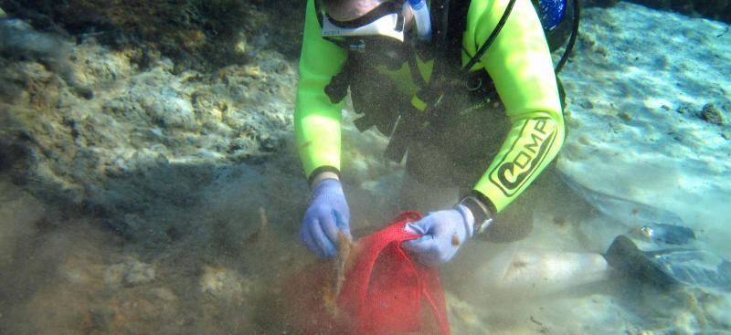 Diver helping cleanup Weeki Wachee Springs