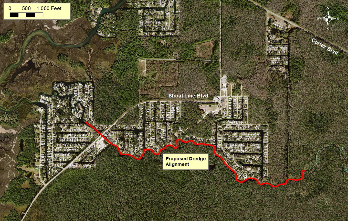 map showing river portion to be dredged