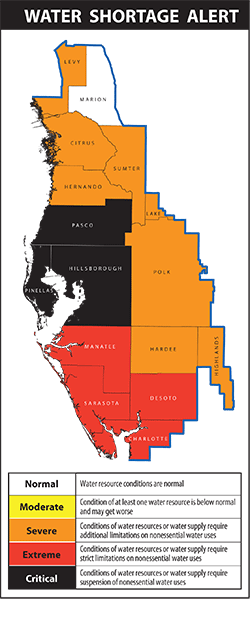 Map of water shortage alert