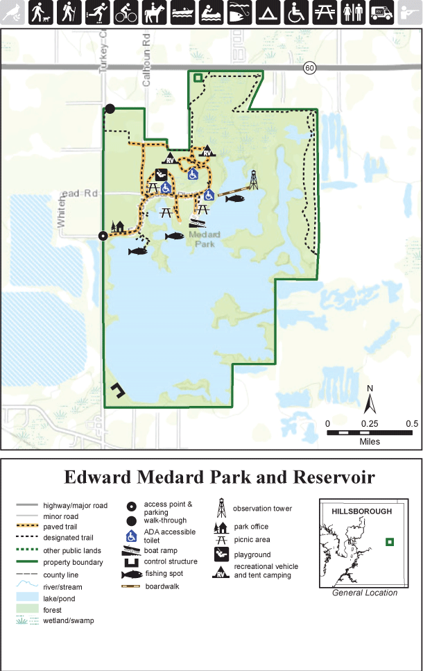 Medard Park Fishing Map Edward Medard Park And Reservoir | Watermatters.org