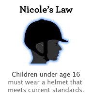 head of rider with helmet representing Nicoles Law