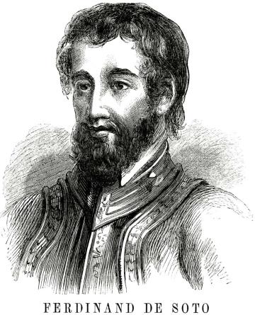 Historical engraving of Spanish conquistador