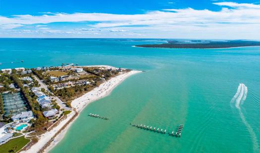 Gasparilla Island and Charlotte Harbor entrance aerial view