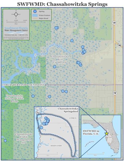 Map of the Chassahowitzka Springs system