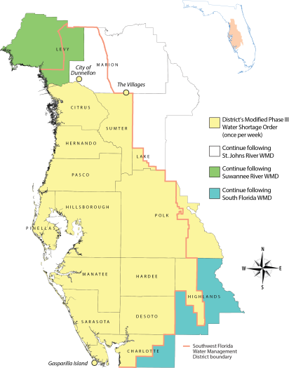 map indicates entire district has once-per-week watering restrictions