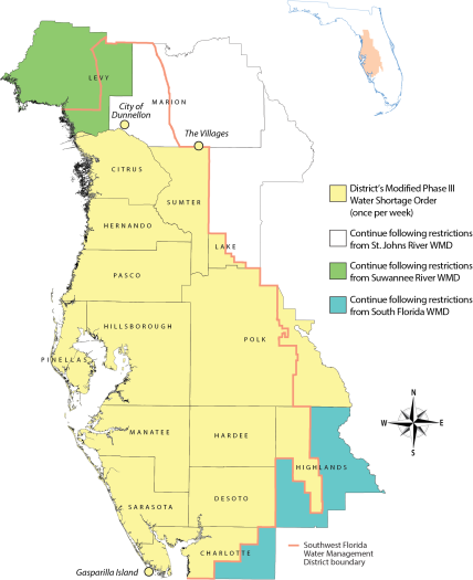 map indicates entire district has once-per-week watering restrictions