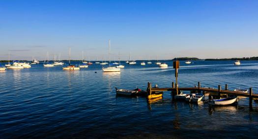 small boats in the bay