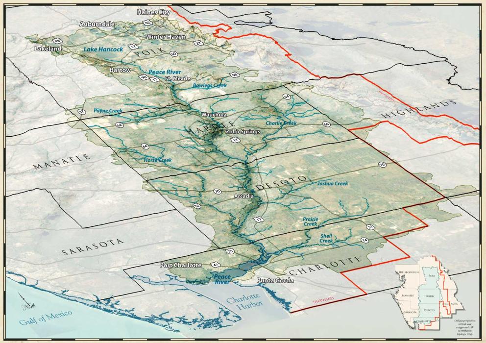 A map of the Peace River and its tributaries