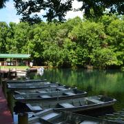 Small boats docked in marina