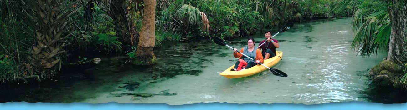 Kayaking down a river in florida