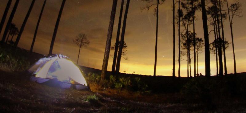 tent at dusk