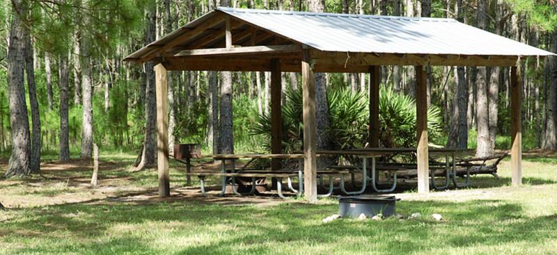 pavilion with picnic tables