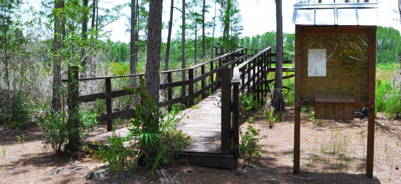 wooden trail and kiosk 