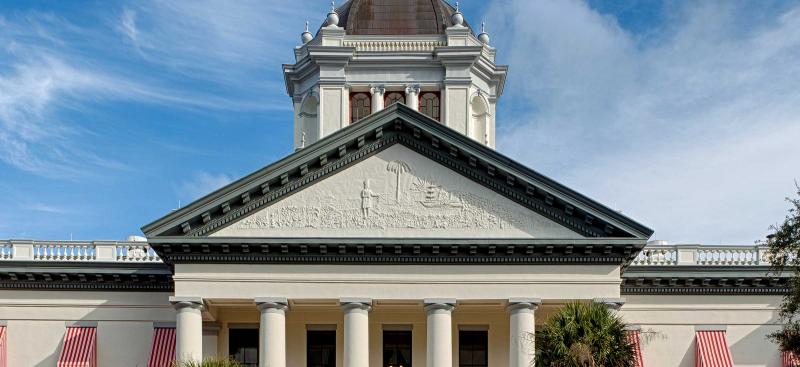 front of the state capitol building