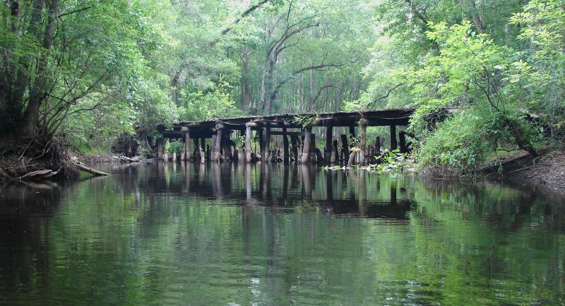 Old trestle bridge over the river