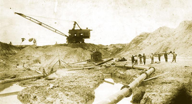 Historical photo of phosphate mining