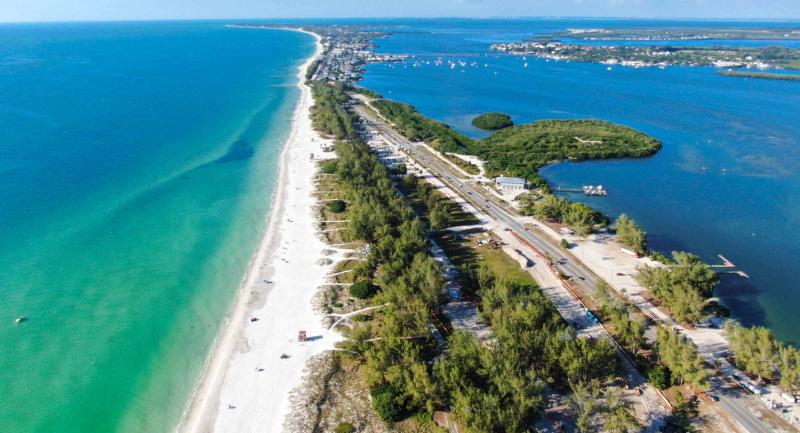 aerial view of narrow Anna Marie Island