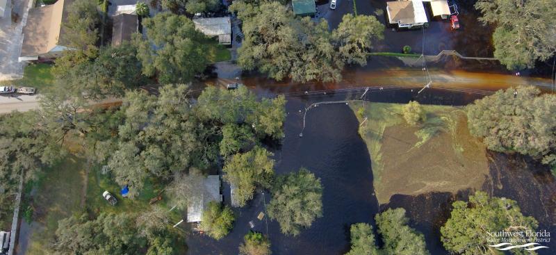 Aerial view of flooding in Florida after a hurricane