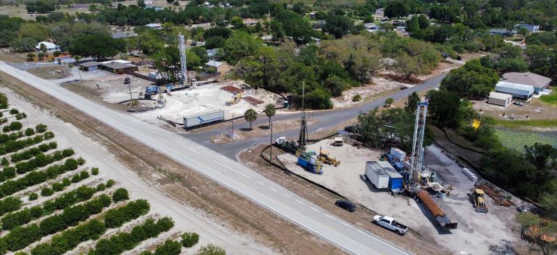 aerial view of drilling rigs