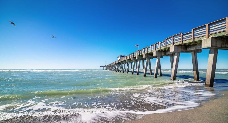 Venice Pier stretching out into Gulf of Mexico