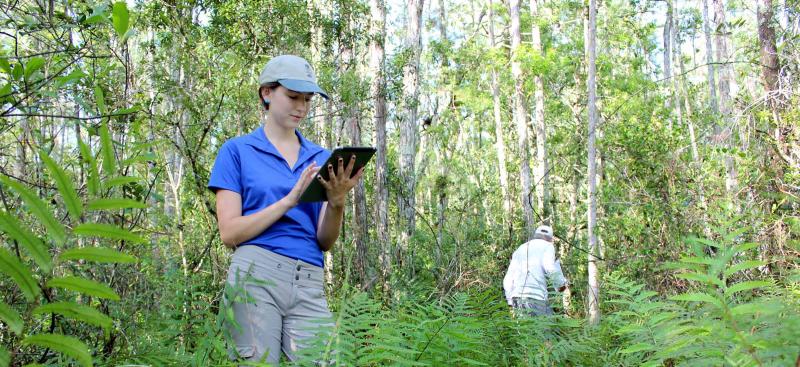 Intern Paige Tara in the field