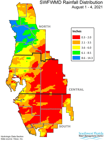 Map of area rainfall Aug 1-4
