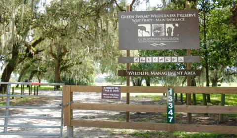 Entrance sign, Green Swamp West