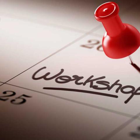 Closeup of calendar workshop date