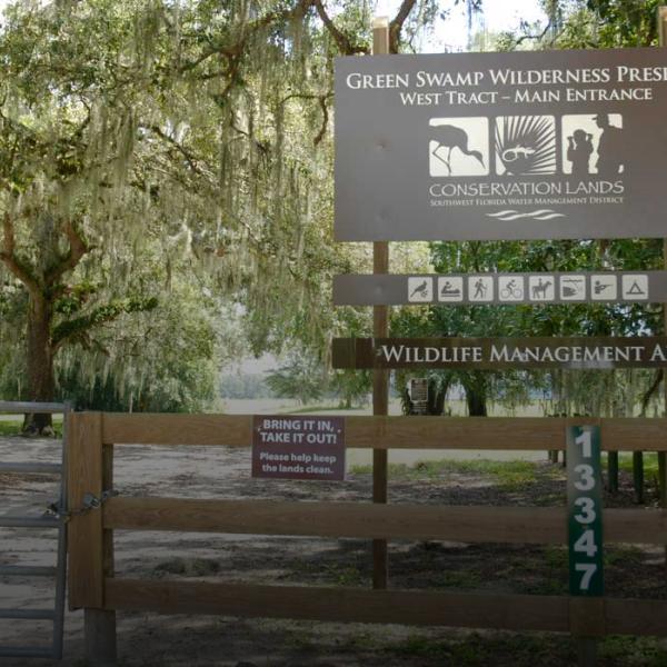 Entrance sign, Green Swamp West