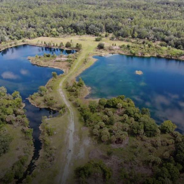 aerial view of lake