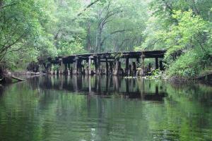 Old trestle bridge over the river