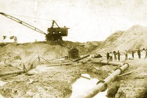 Historical photo of phosphate mining