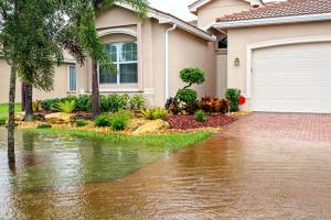 Image of a Florida home with their front yard flooded