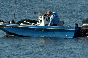 Small boat on the Alafia River on a sunny day
