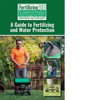 Image of male subject fertilizing a lawn.