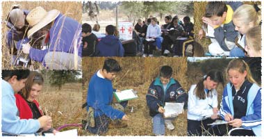 Montage of students in the field.