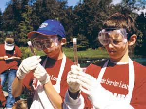 Seventh Graders Testing Water Quality