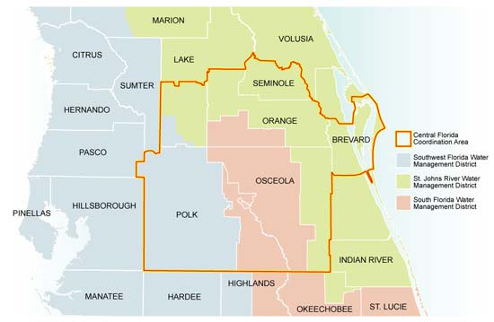 map of central florida coordination area