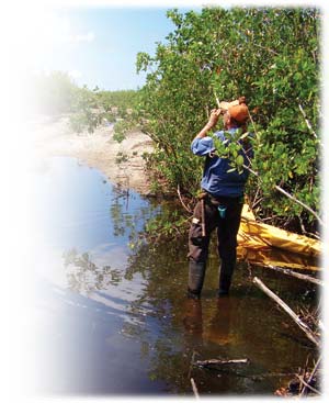 subcontractor inspects restoration flow work