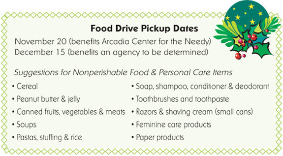 food drive pickup dates chart